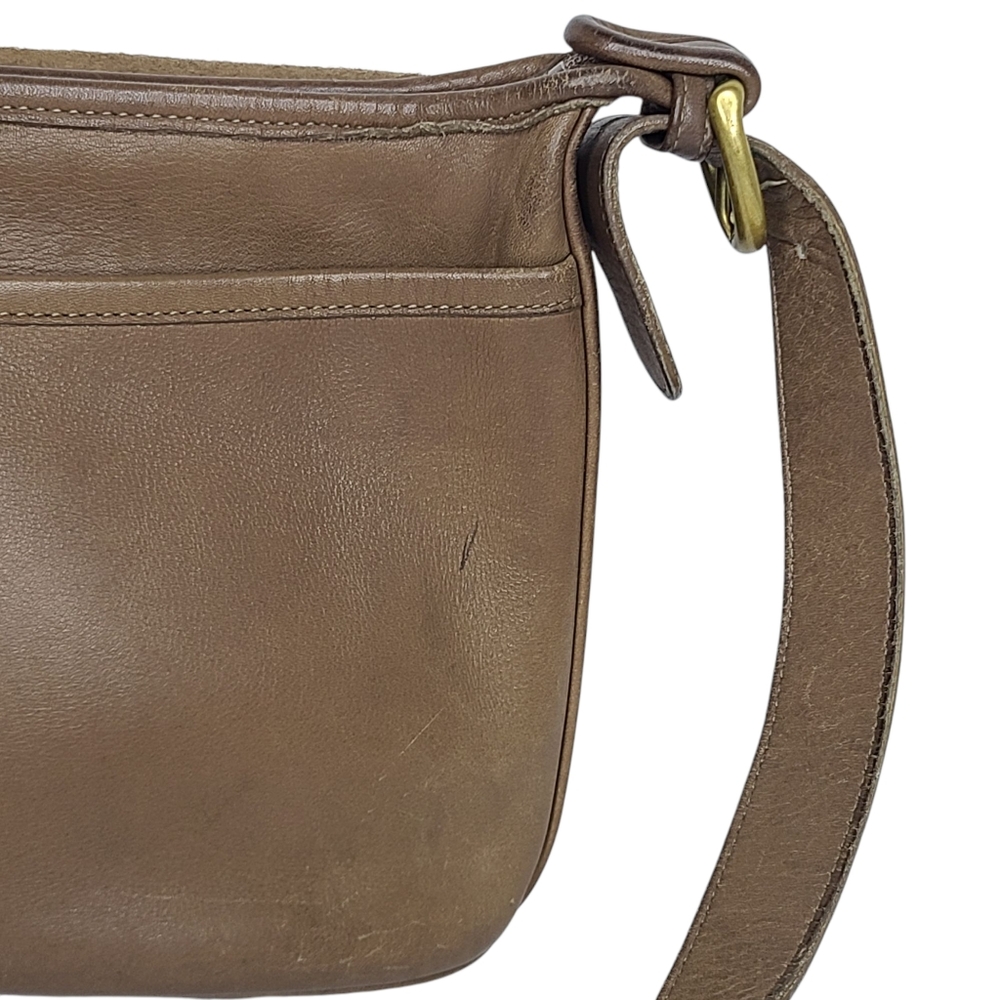 Coach Vintage Fletcher Saddle Flap Crossbody Taupe Leather Bag D6C-4150 - Picture 12 of 15